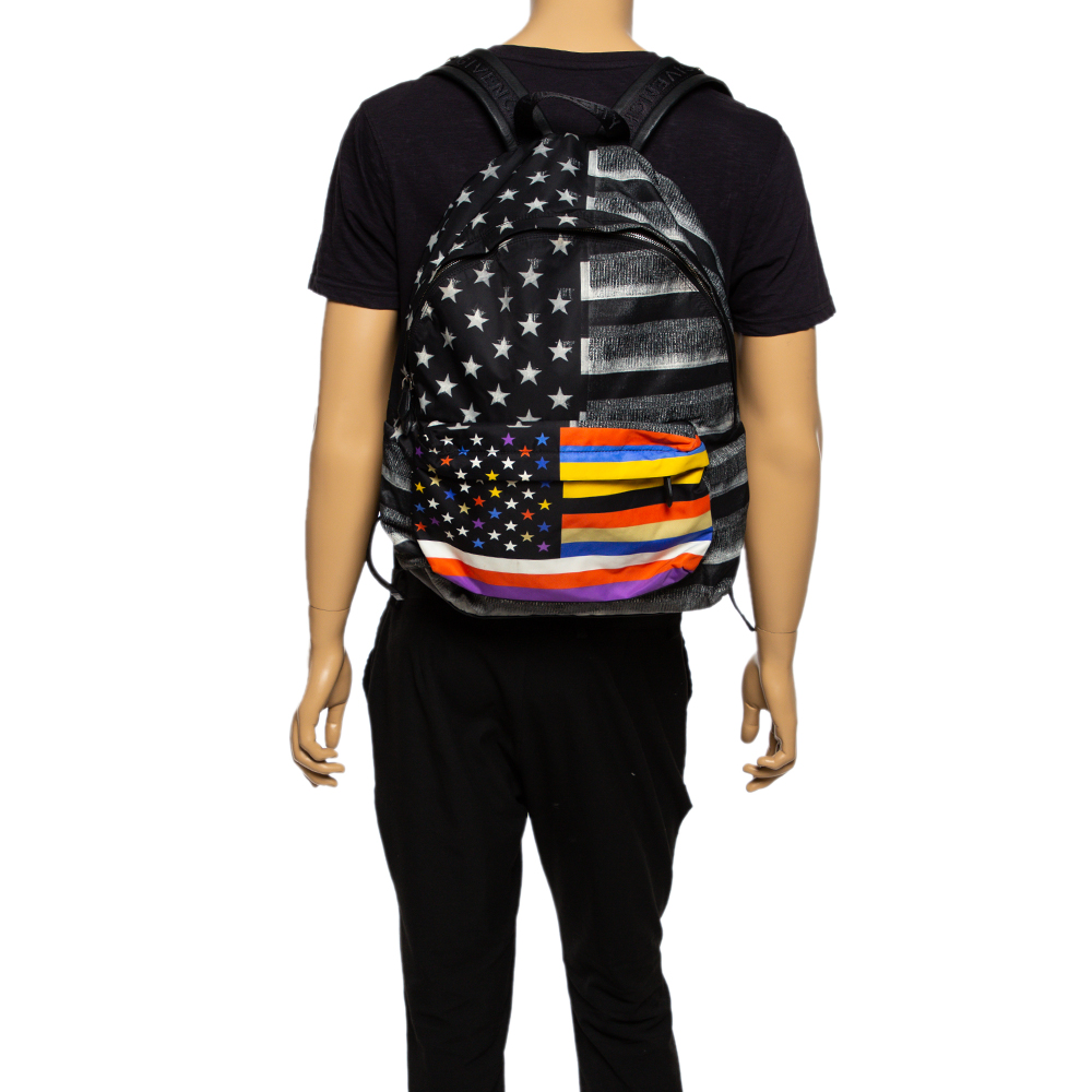 

Givenchy Black American Flag Print Nylon Backpack