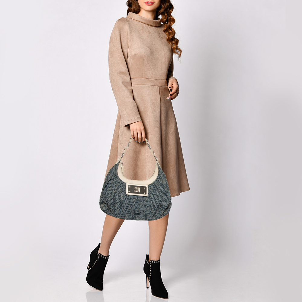 

Givenchy Cream/Blue Monogram Canvas and Leather Hobo