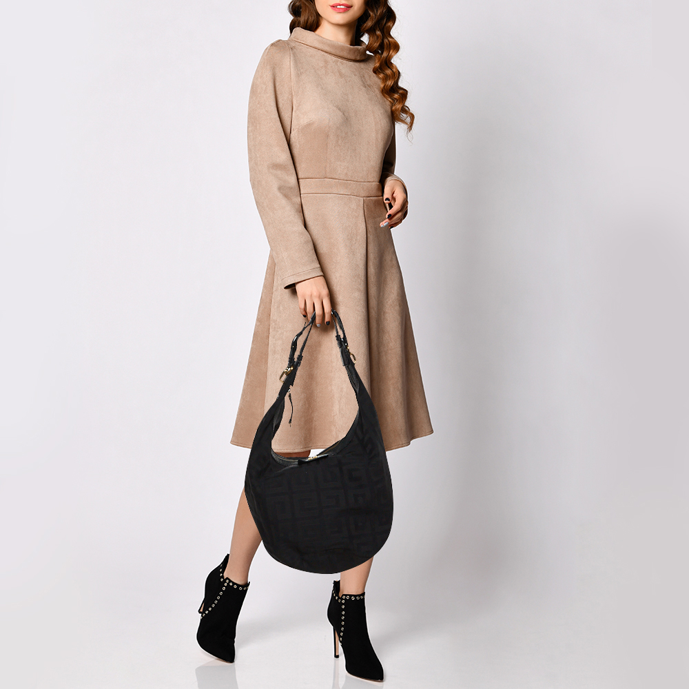 

Givenchy Black Monogram Canvas and Leather Hobo