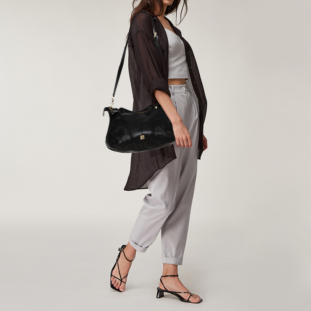 

Givenchy Black Leather Ruched Hobo