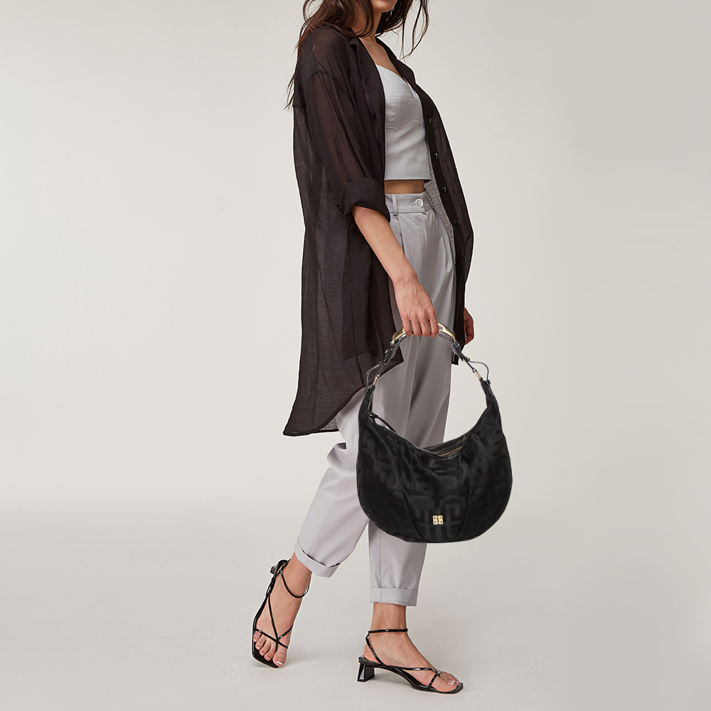 

Givenchy Black Monogram Canvas and Leather Hobo