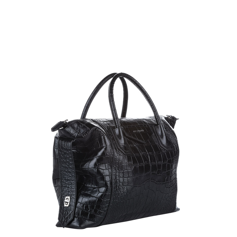 

Givenchy Black Croc Embossed Leather Antigona Large Satchel Bag