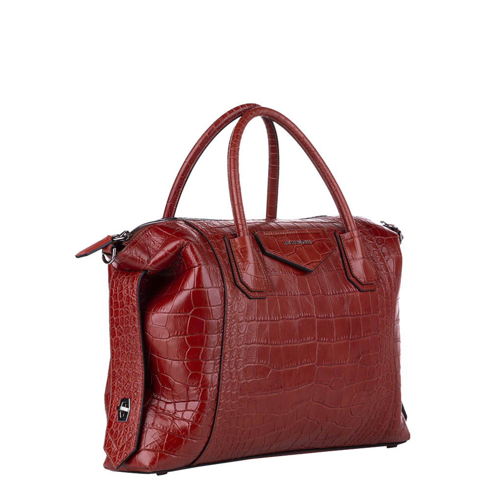 

Givenchy Red Croc Embossed Leather Antigona Large Satchel Bag