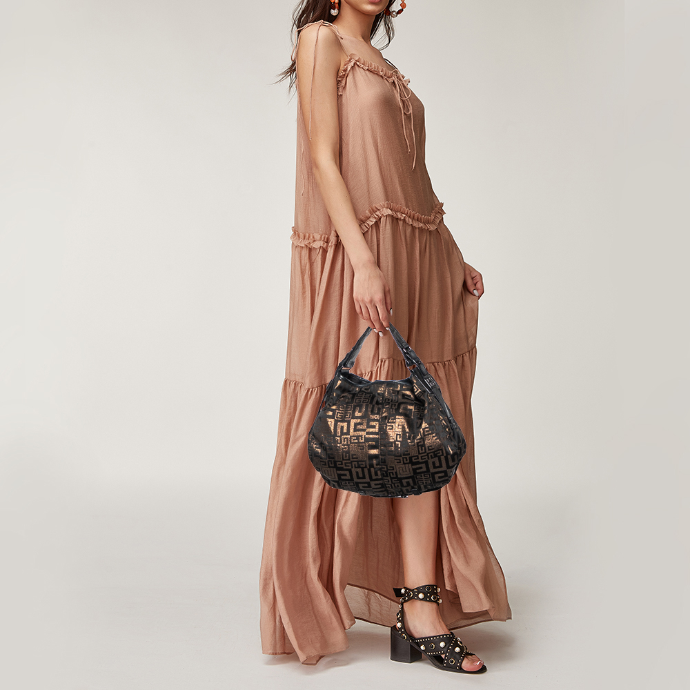 

Givenchy Black/Gold Monogram Canvas And Leather Hobo