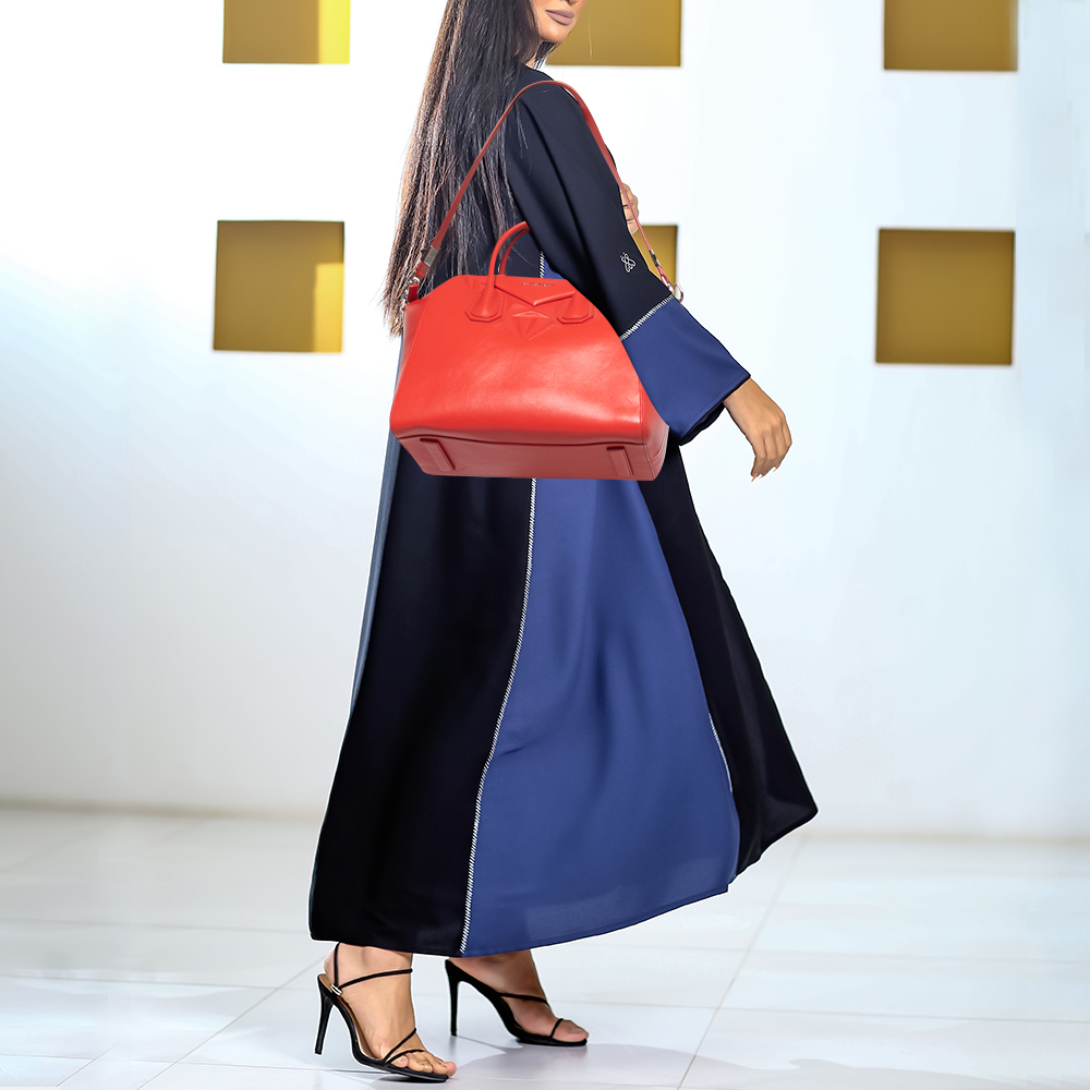 

Givenchy Orange Leather Medium Antigona Satchel
