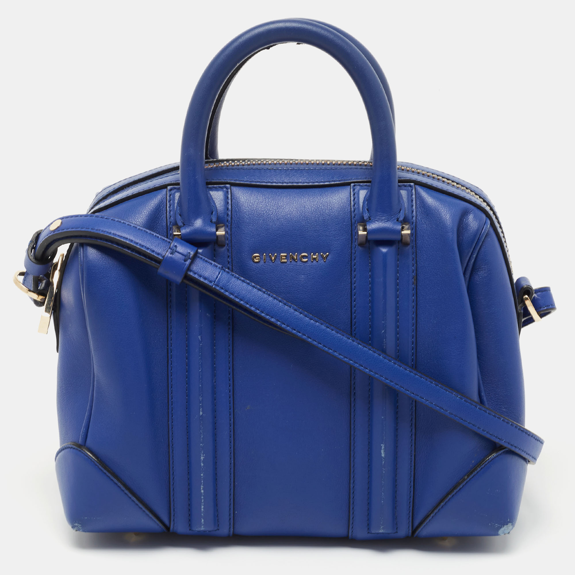 Pre-owned Givenchy Blue Leather Mini Lucrezia Satchel