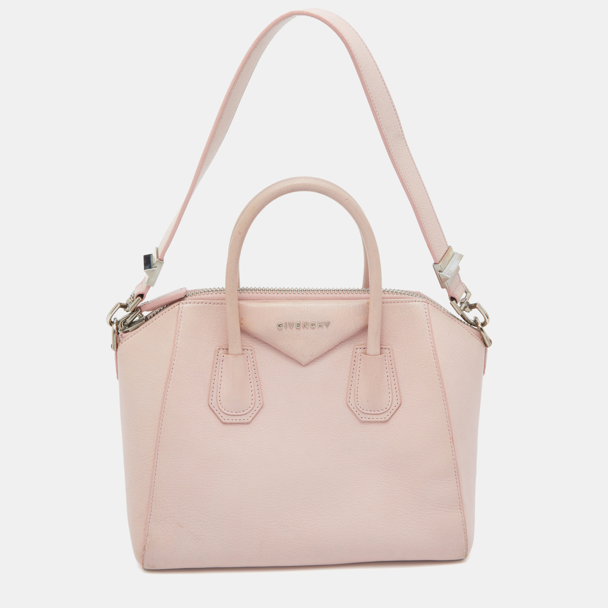 Pre-owned Givenchy Light Pink Leather Small Antigona Satchel