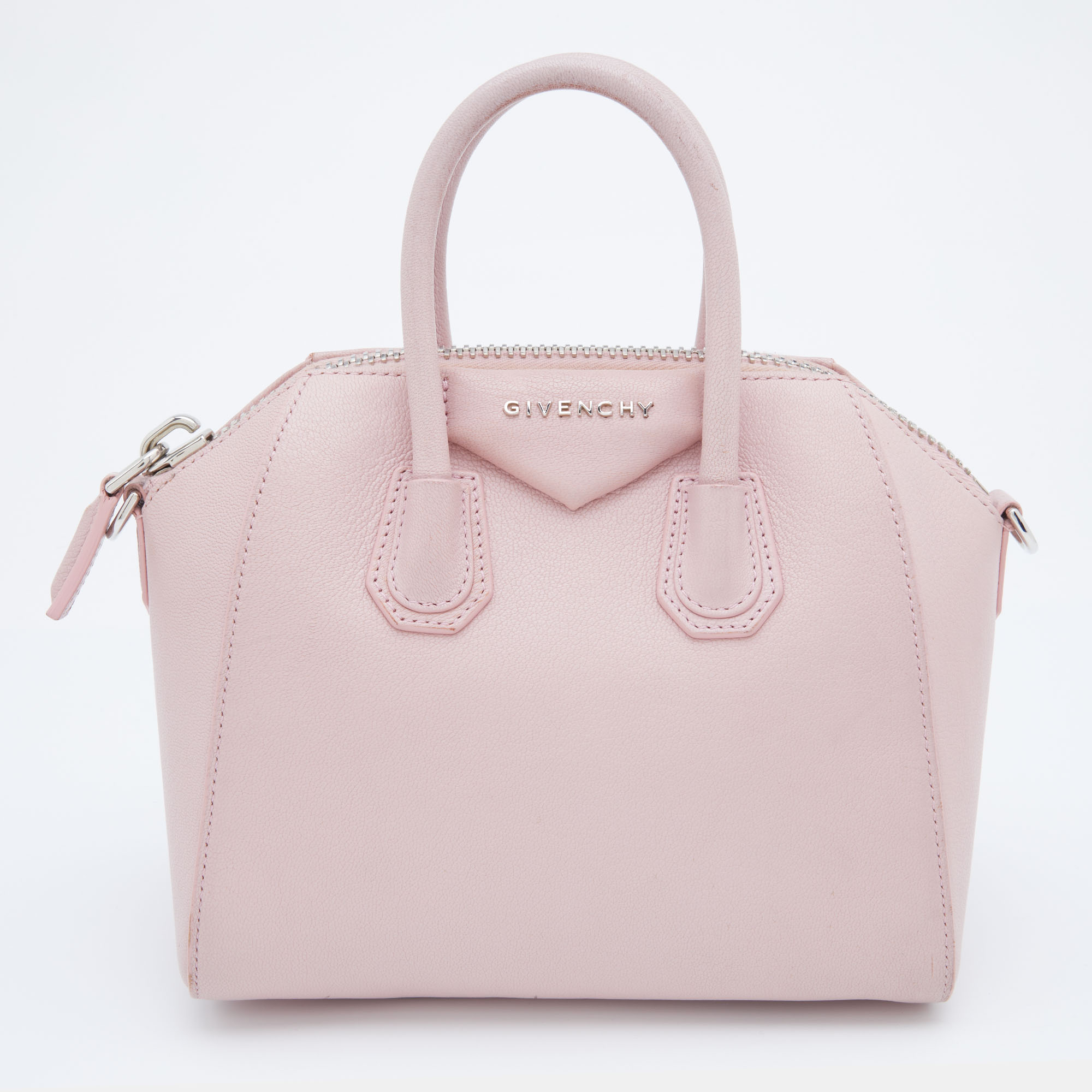 Pre-owned Givenchy Light Pink Leather Mini Antigona Satchel