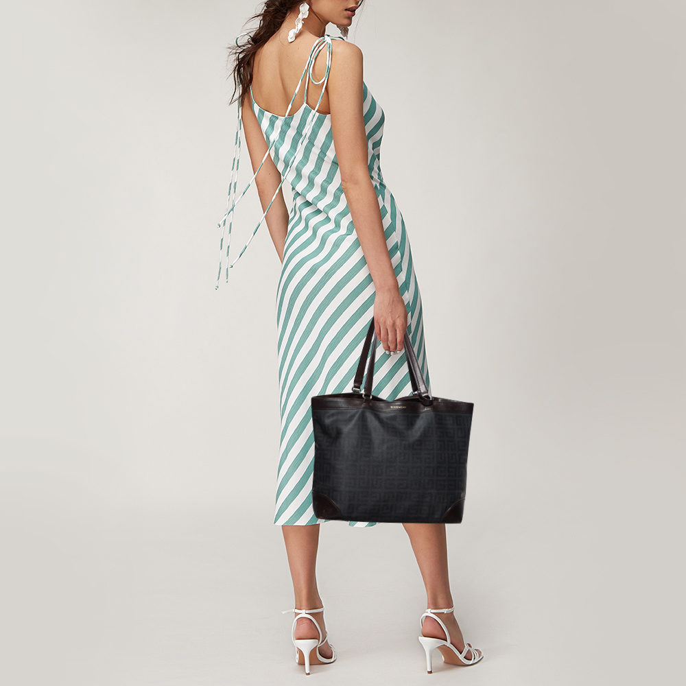 

Givenchy Grey/Brown Monogram Coated Canvas and Leather Tote