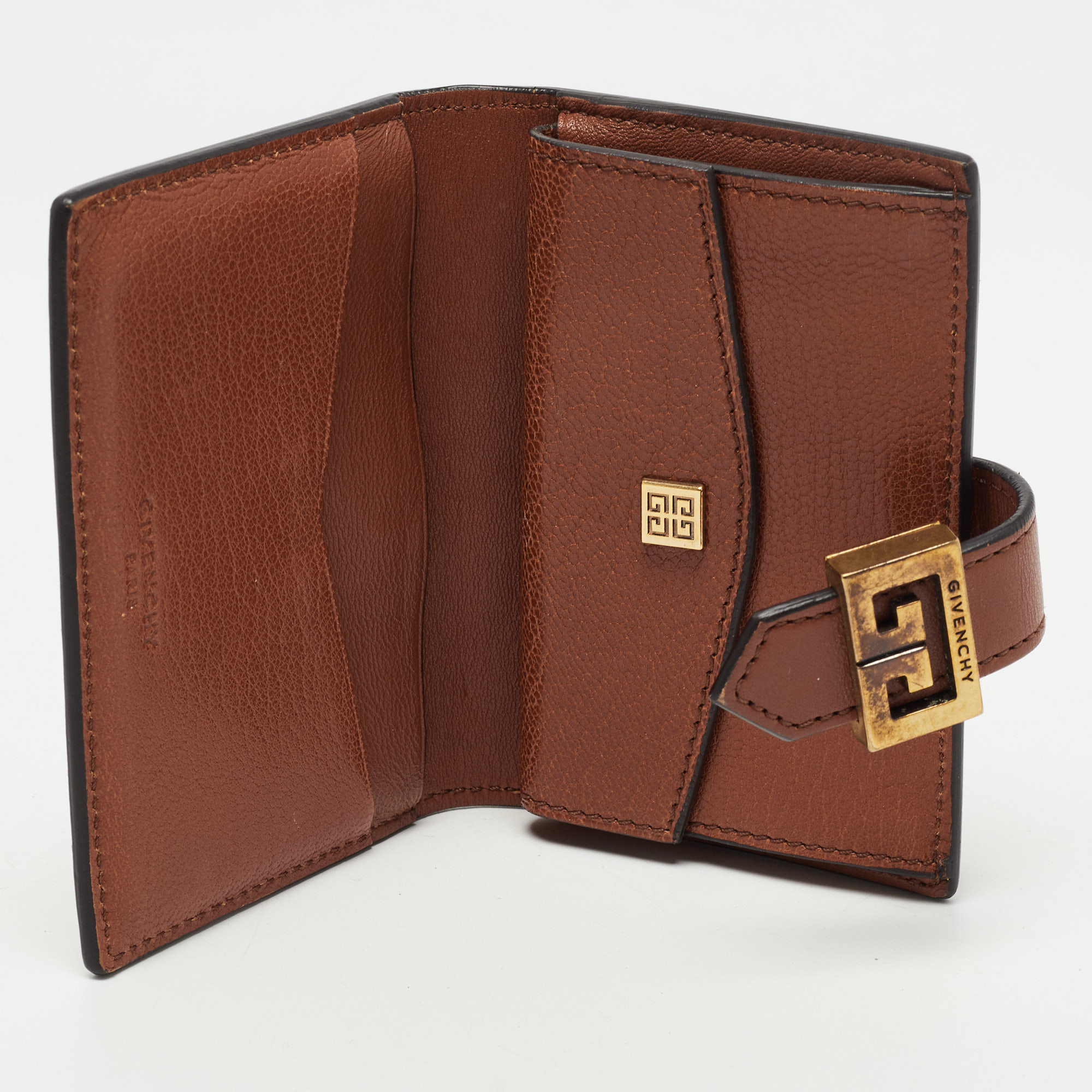 

Givenchy Brown Leather GV3 Card Holder