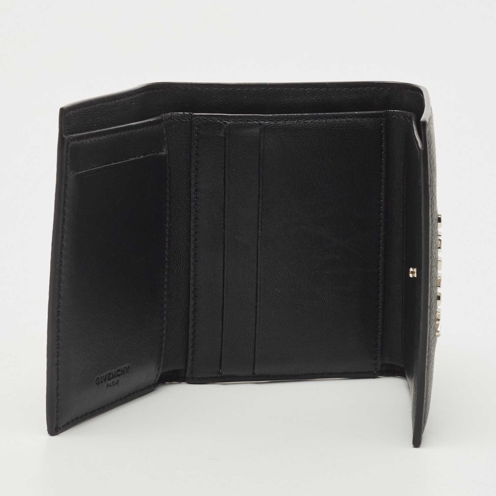 

Givenchy Black Leather Logo Trifold Compact Wallet