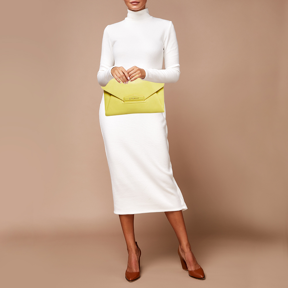 

Givenchy Lemon Yellow Leather Medium Envelope Antigona Clutch