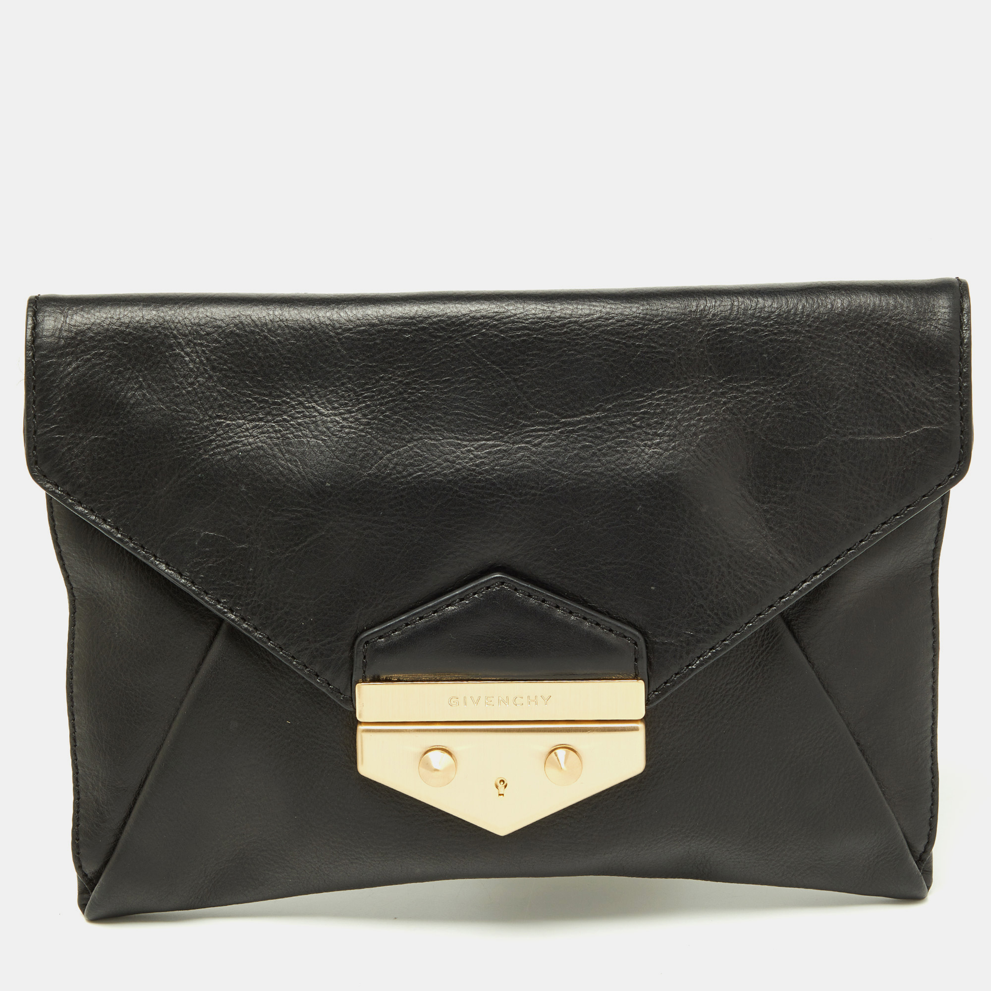 Pre-owned Givenchy Black Leather Envelope Antigona Clutch