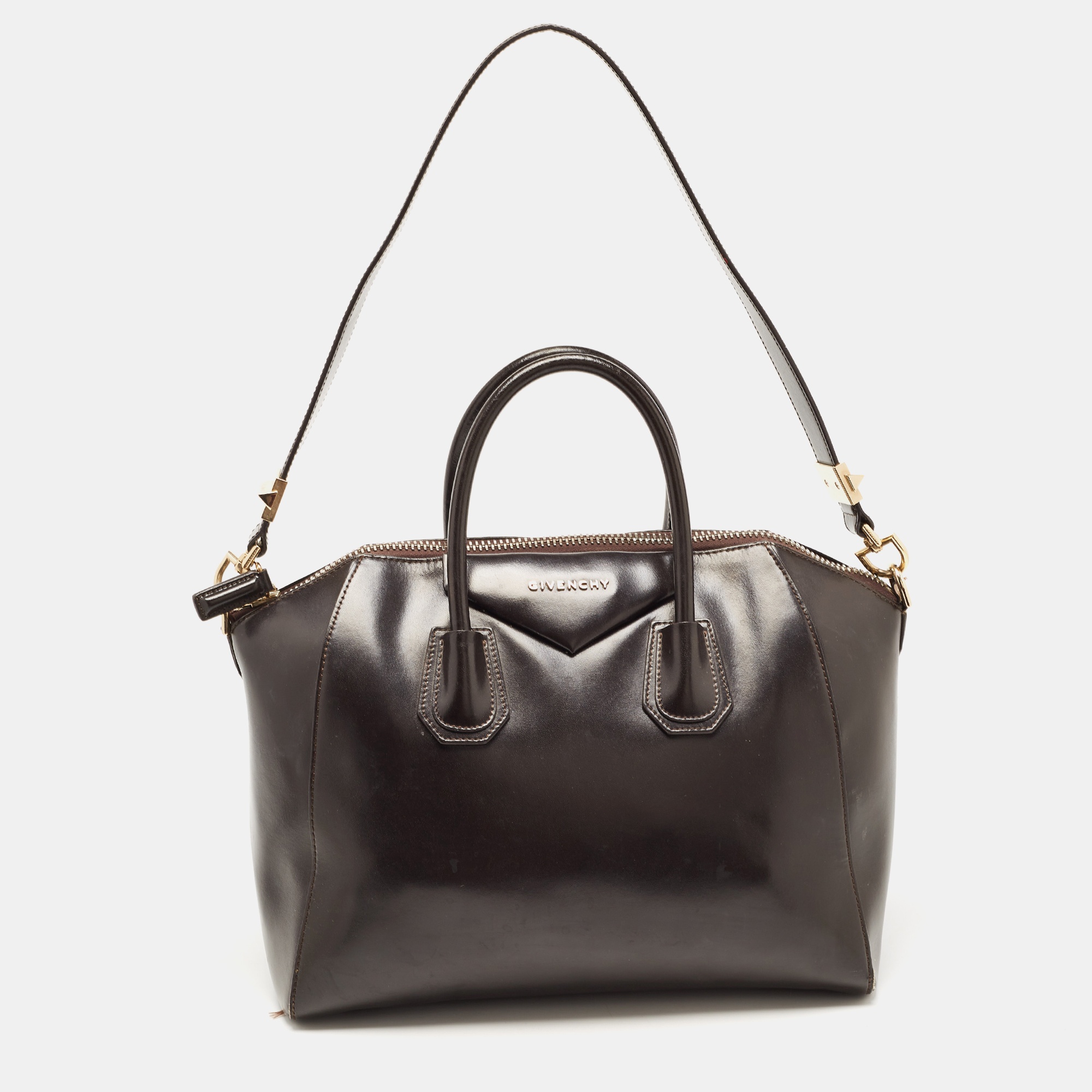 Pre-owned Givenchy Dark Brown Leather Medium Antigona Satchel