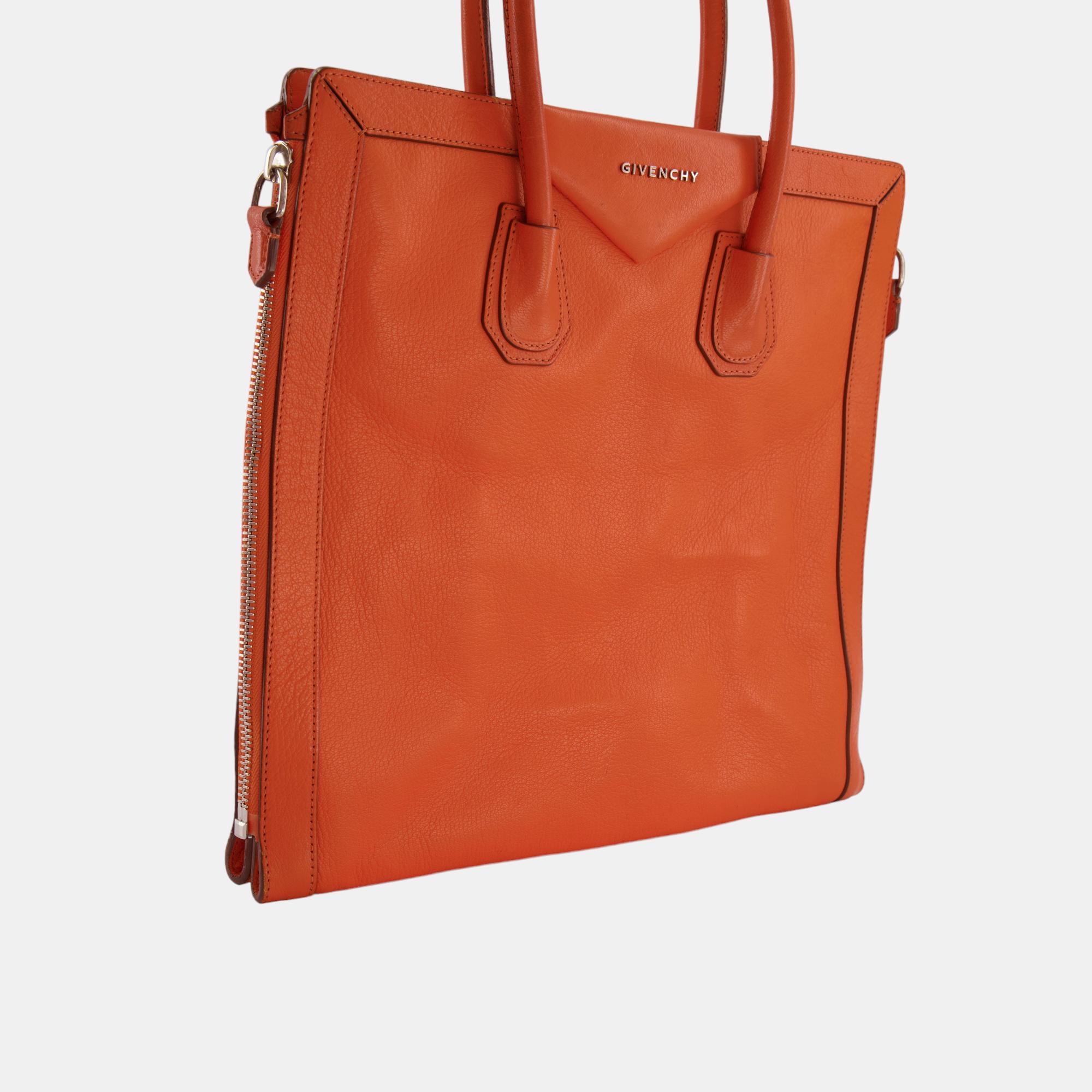 

Givenchy Orange Shoulder Tote Bag with Side Zip