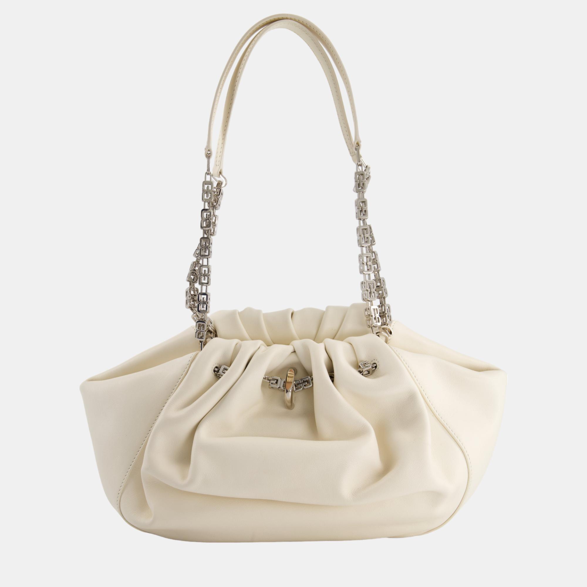Pre-owned Givenchy White Kenny Small Embellished Leather Shoulder Bag