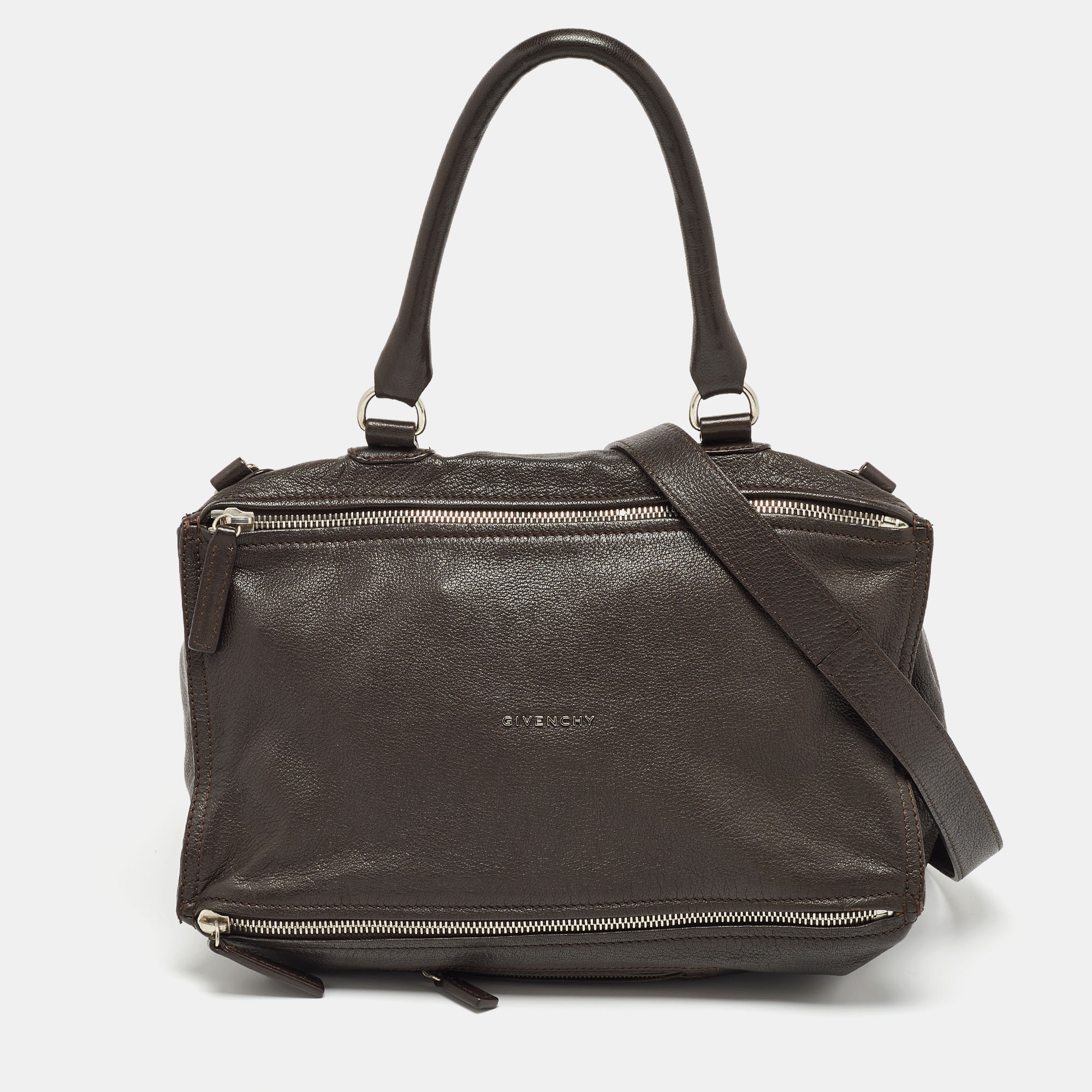 Pre-owned Givenchy Brown Leather Pandora Top Handle Bag
