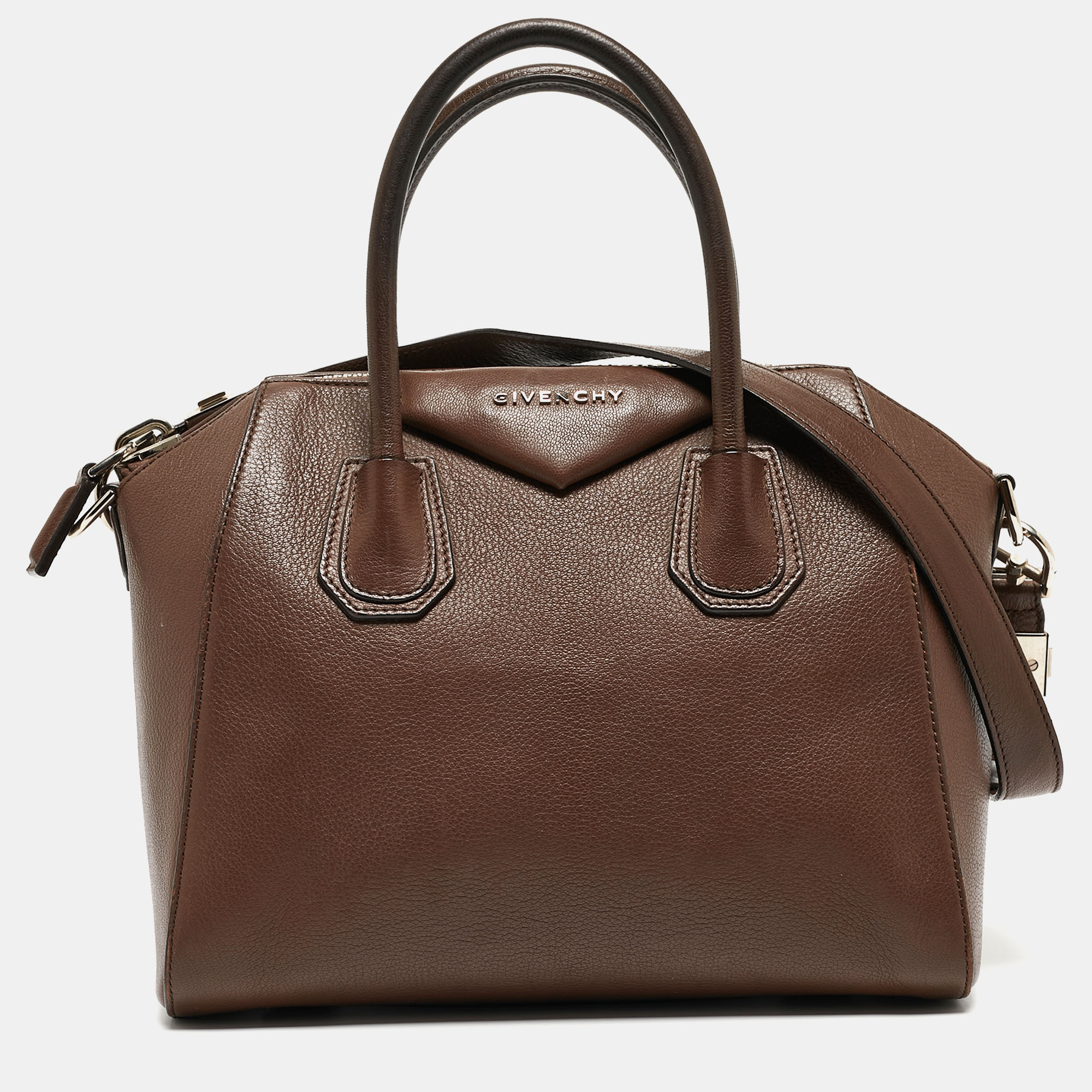 Pre Owned Givenchy Brown Leather Small Antigona Satchel