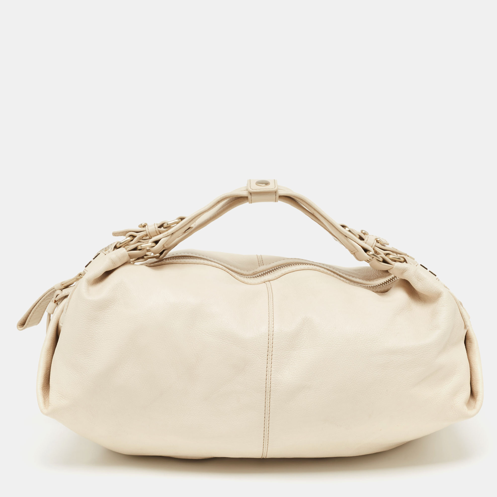 Pre-owned Givenchy Light Beige Leather Double Handle Hobo