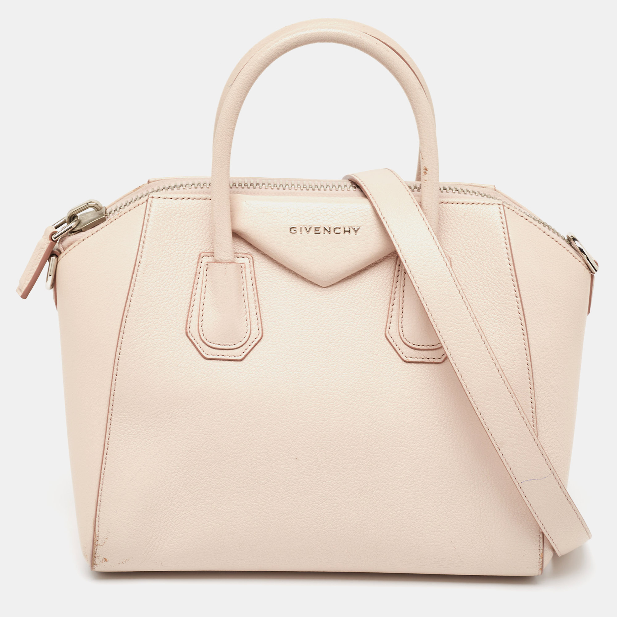 Pre-owned Givenchy Light Pink Leather Small Antigona Satchel