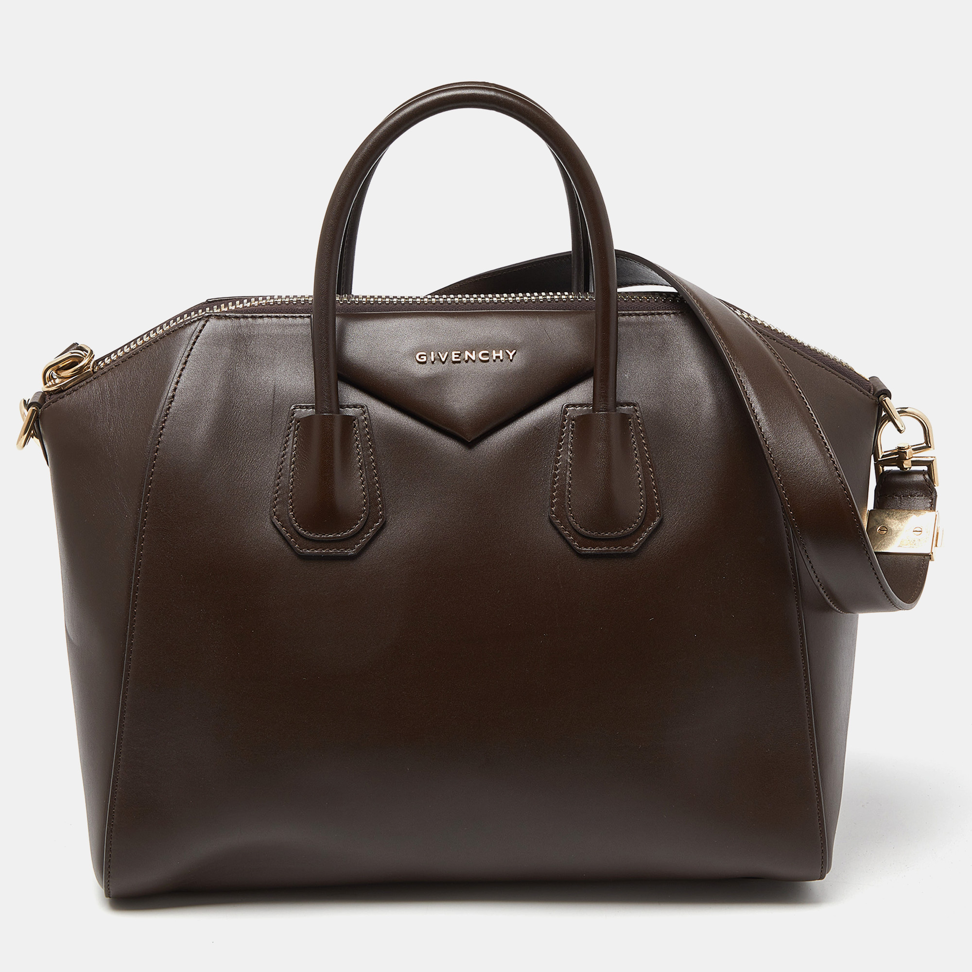 Pre-owned Givenchy Brown Leather Medium Antigona Satchel