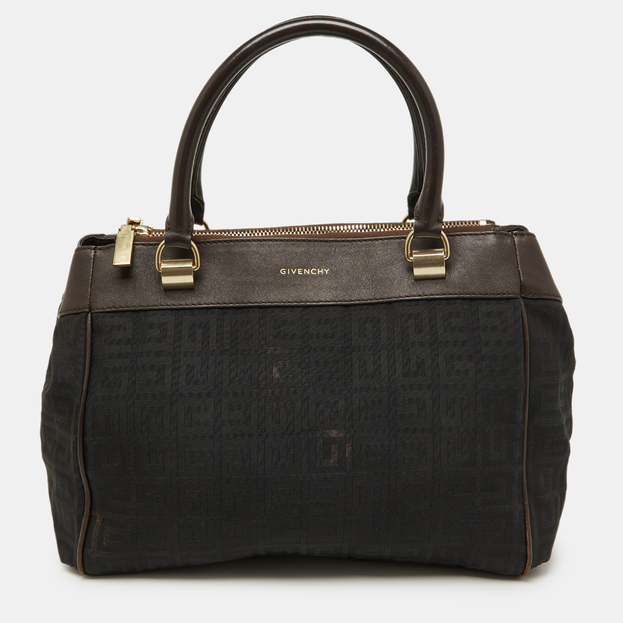 

Givenchy Brown/Black Monogram Canvas and Leather Double Zip Tote