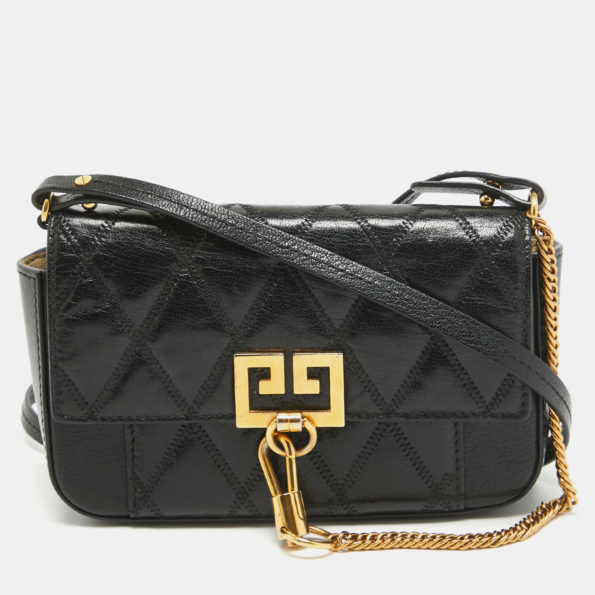 Pre-owned Givenchy Black Quilted Leather Mini Pocket Crossbody Bag