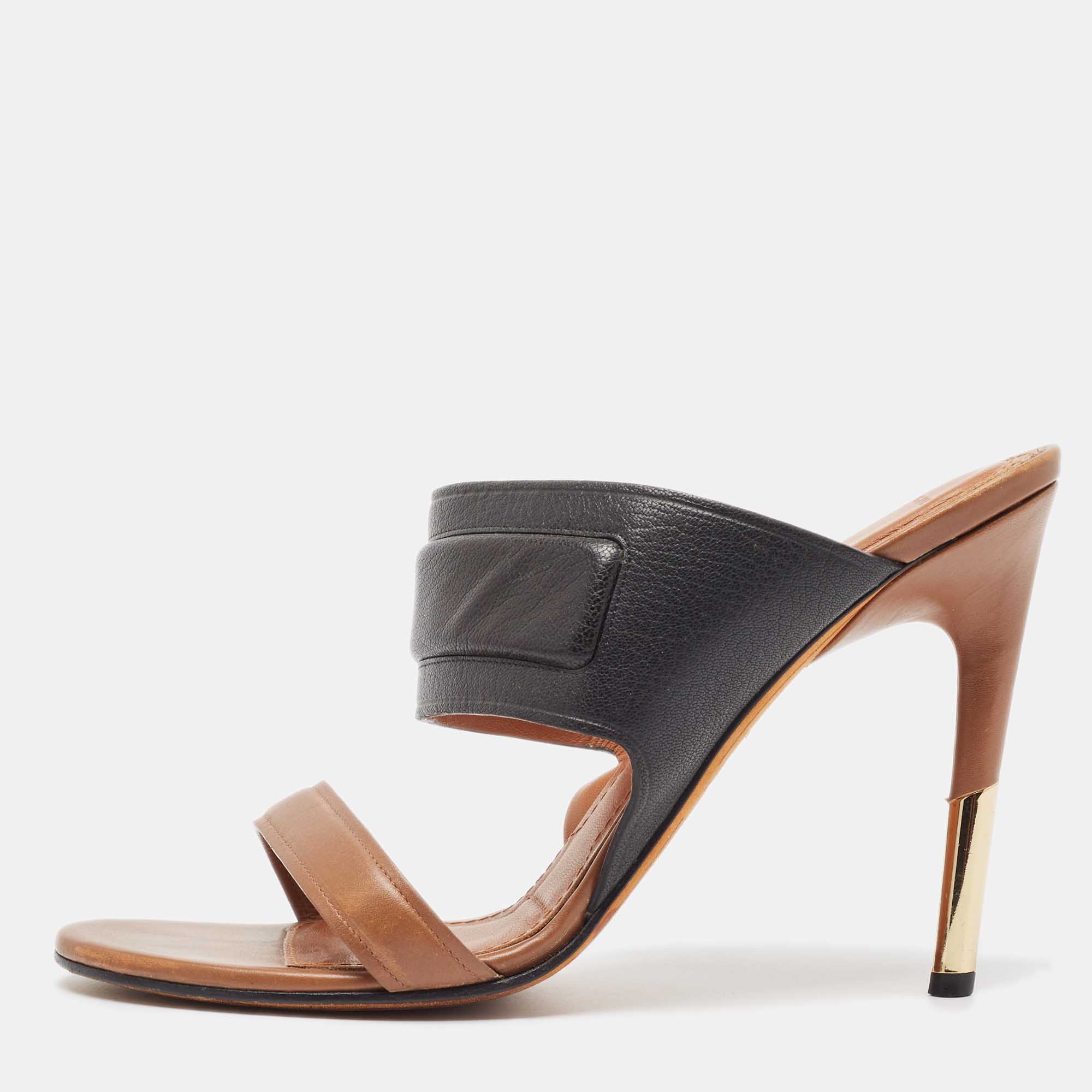 

Givenchy Black/Brown Leather Slide Sandals Size