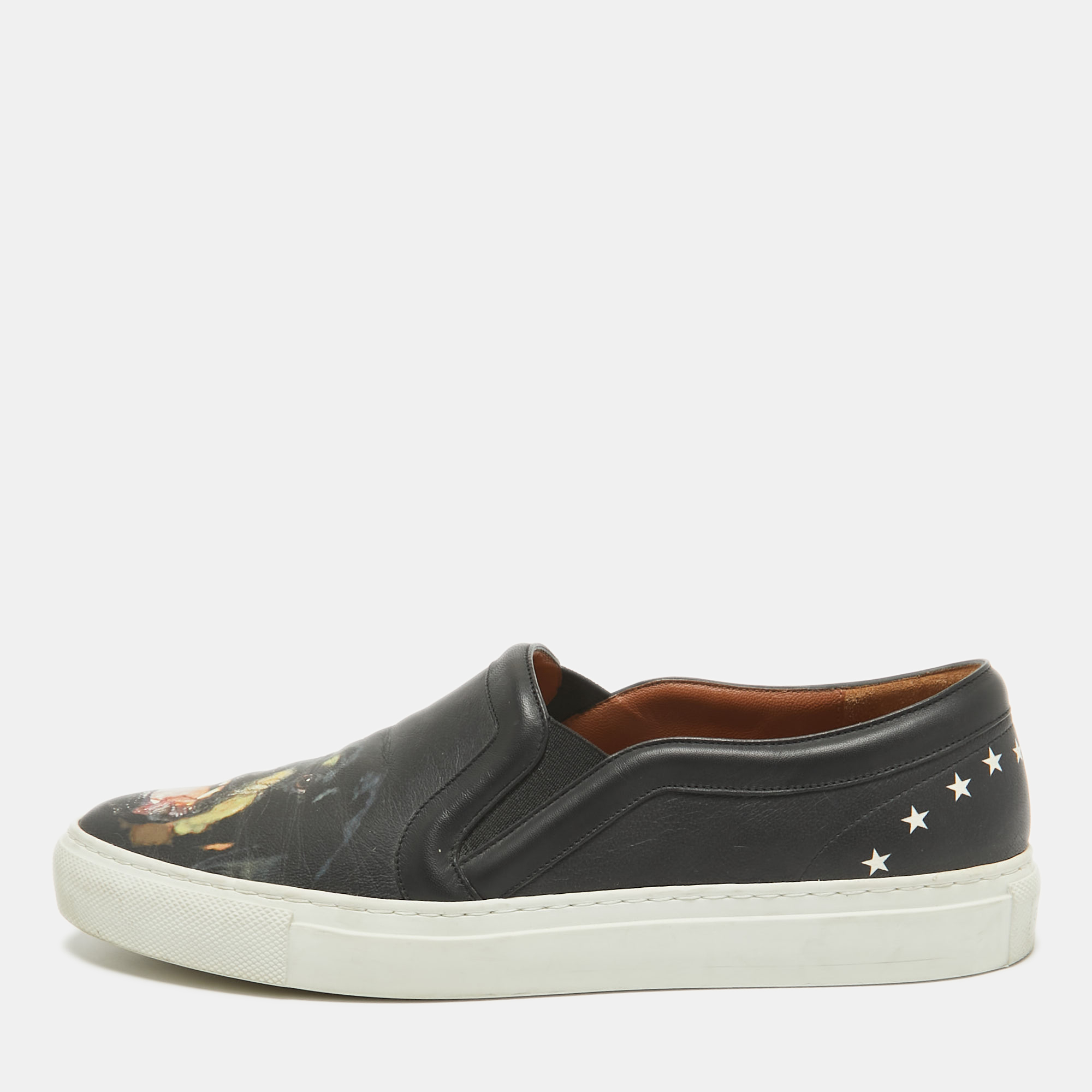 

Givenchy Black Leather Printed Rottweiler Slip On Sneakers Size