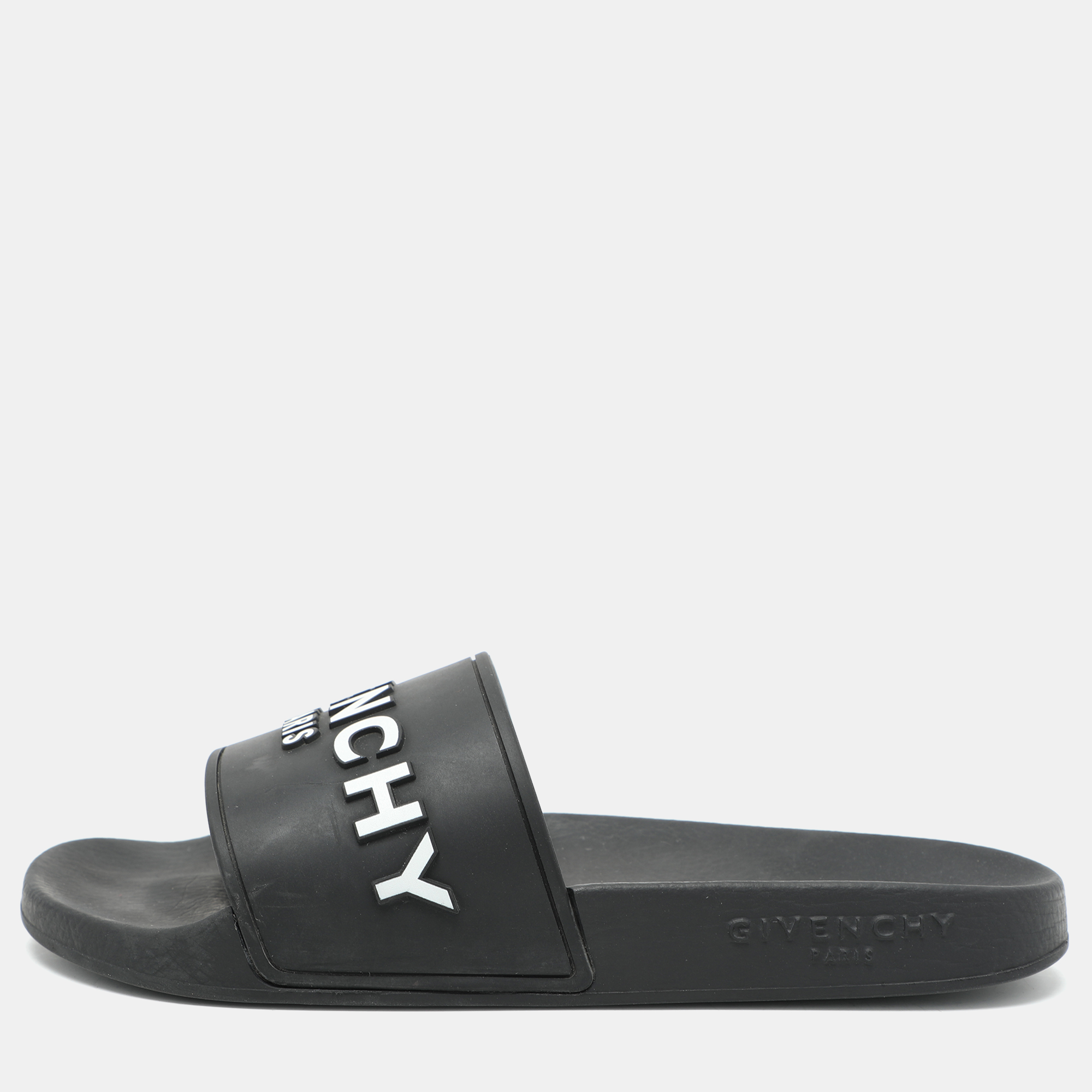 

Givenchy Black Rubber Logo Flat Pool Slides Size