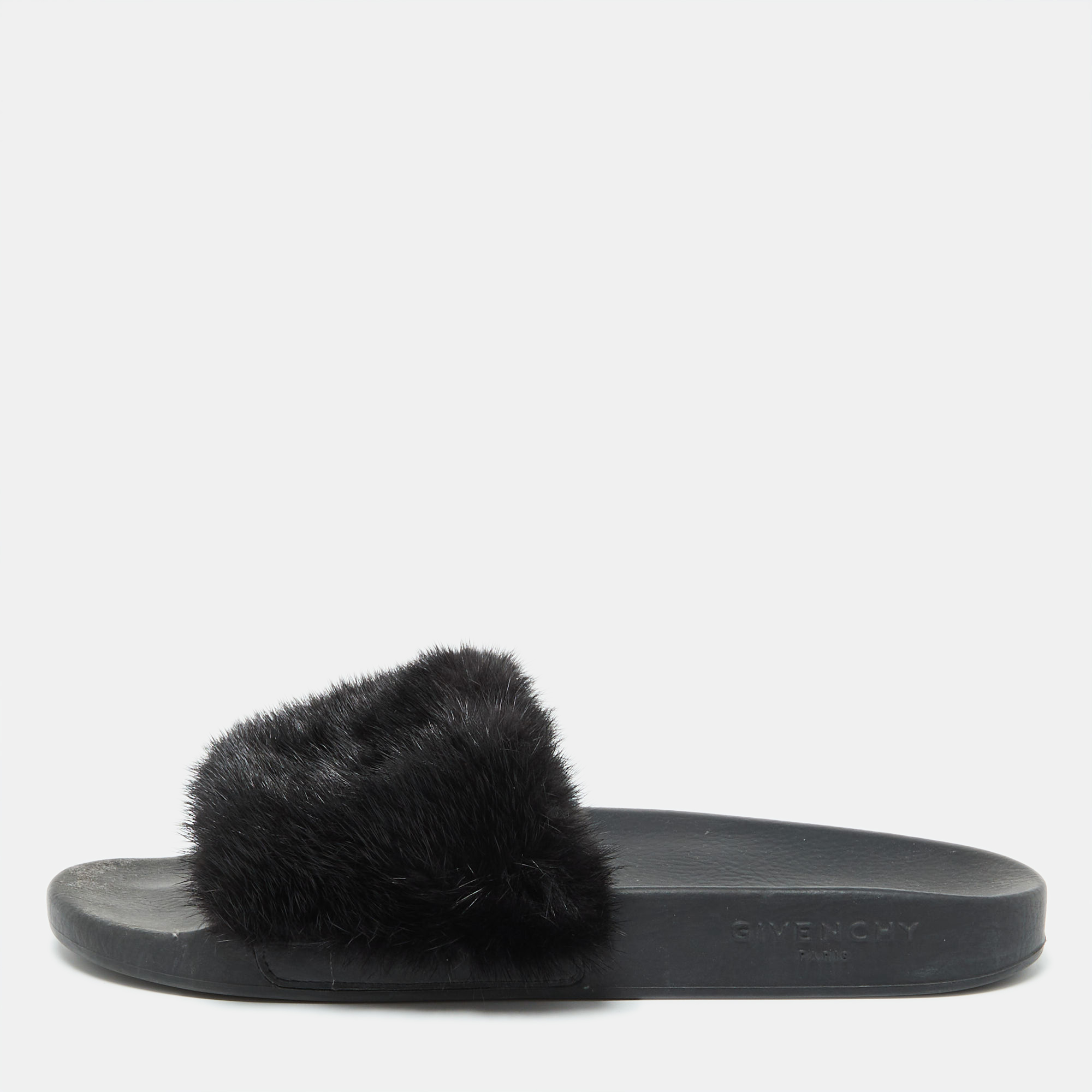 

Givenchy Black Mink Fur Flat Slides Size