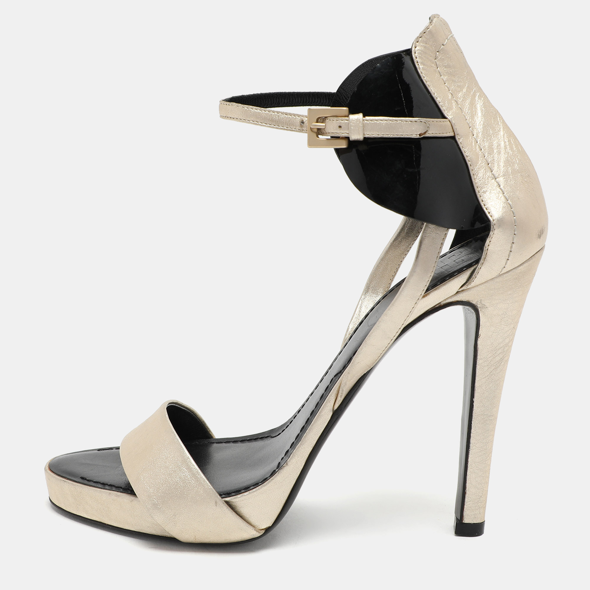 

Givenchy Gold/Black Leather Ankle Strap Sandals Size