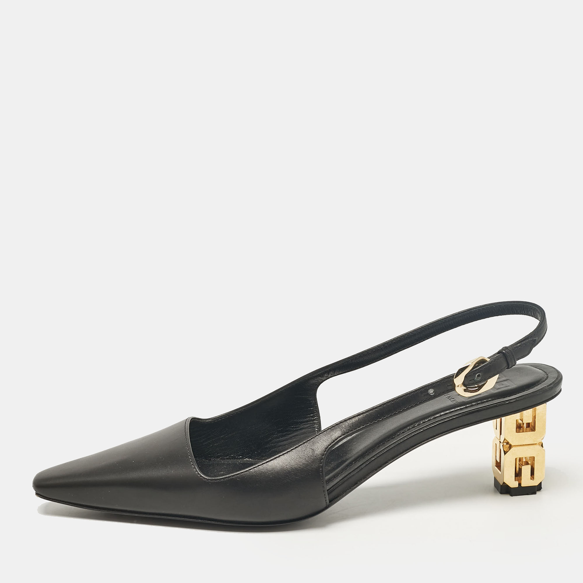 

Givenchy Black Leather Slingback Pumps Size