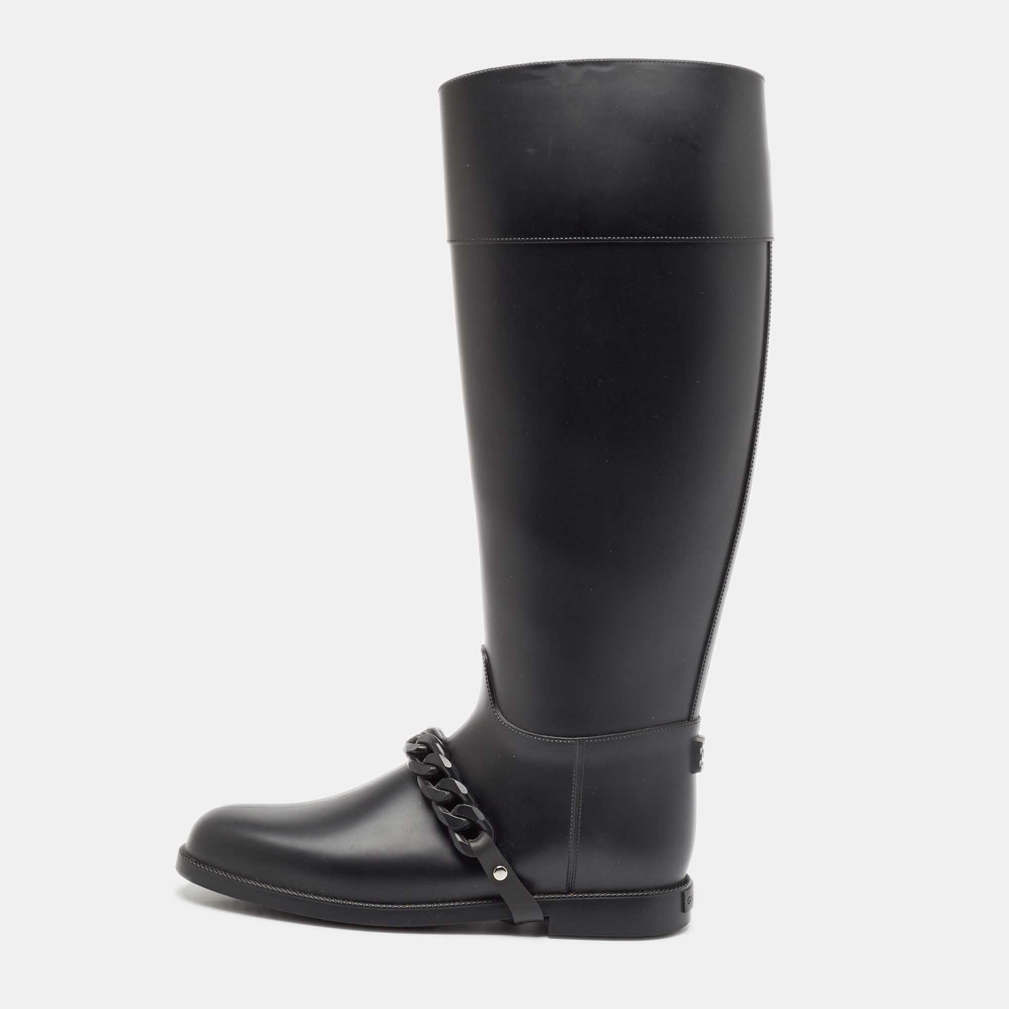 

Givenchy Black Rubber Pluie Chain Rain Boots Size