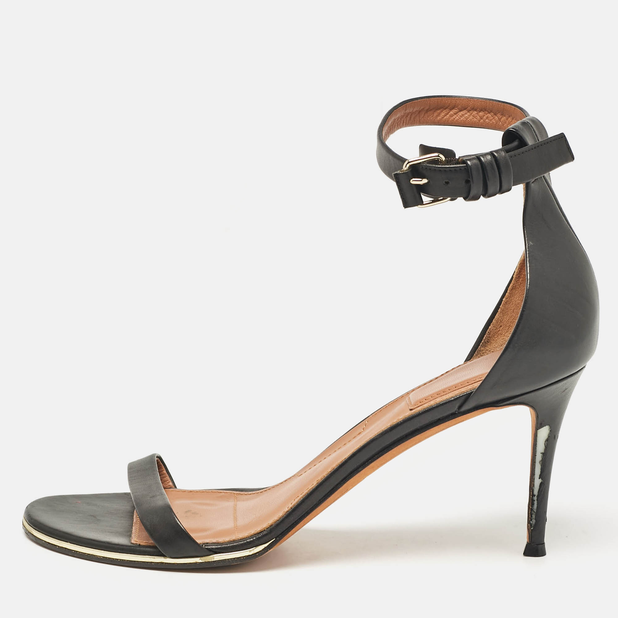 

Givenchy Black Leather Nadia Ankle Strap Sandals Size