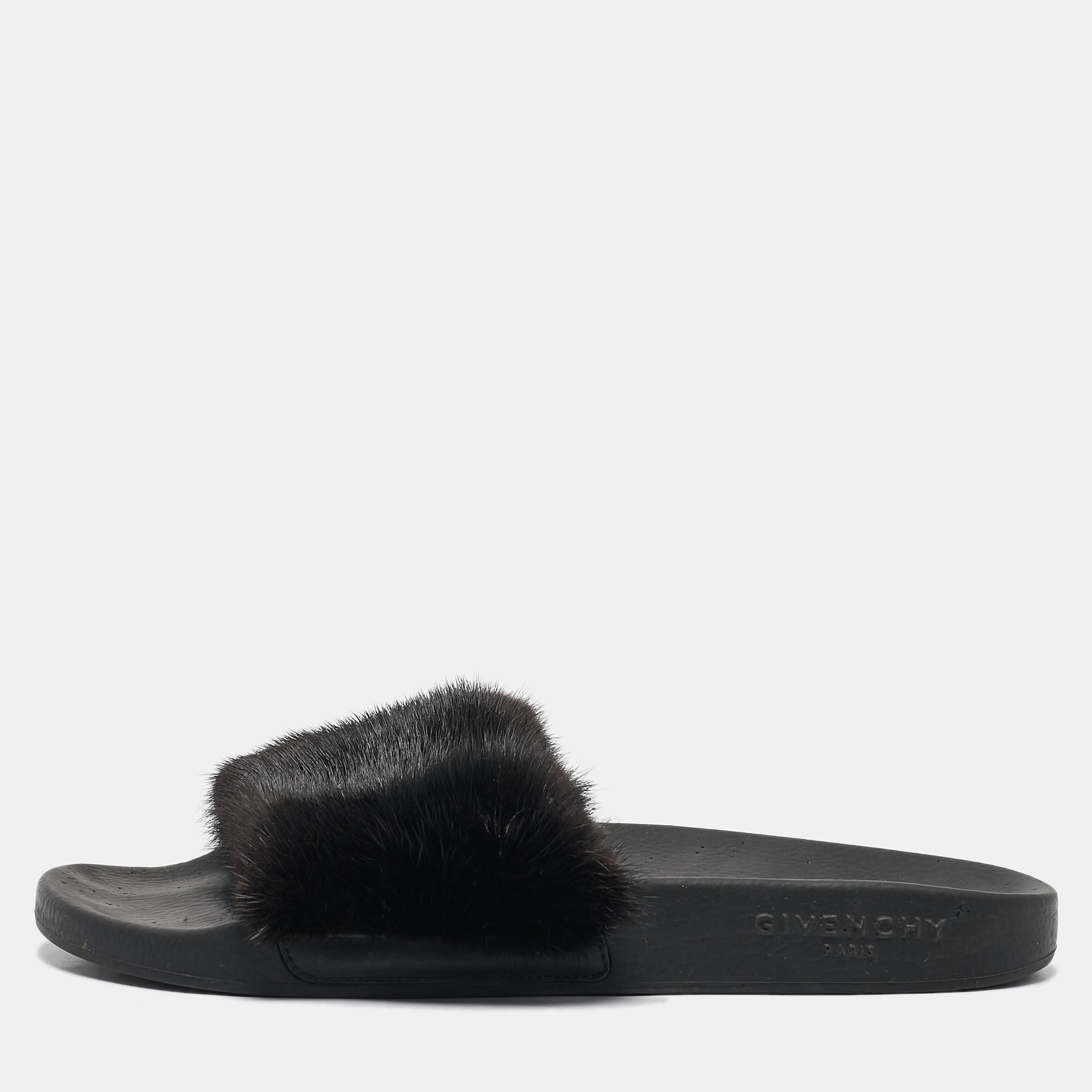 

Givenchy Black Mink Fur Flat Slides Size