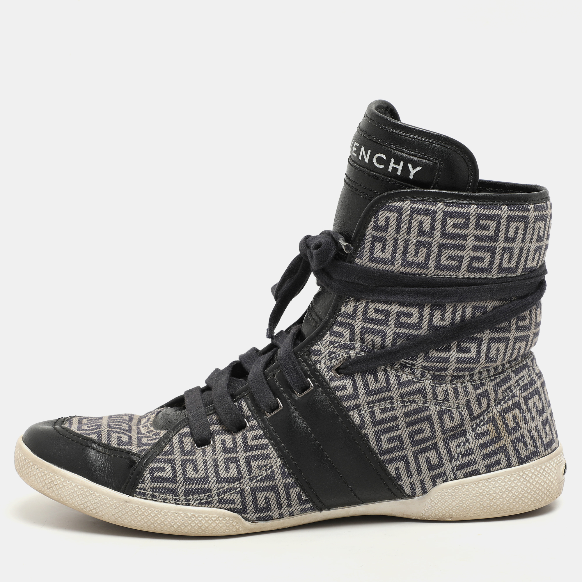 

Givenchy Blue Canvas Logo High Top Sneakers Size 40