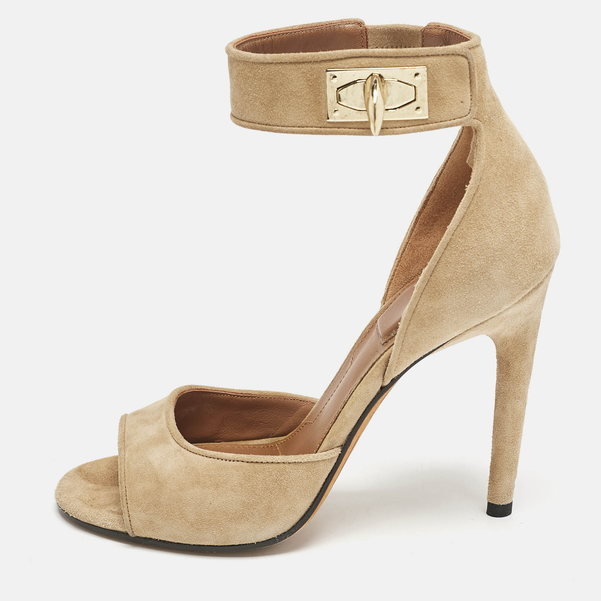 

Givenchy Beige Suede Shark Lock Ankle Wrap Sandals Size