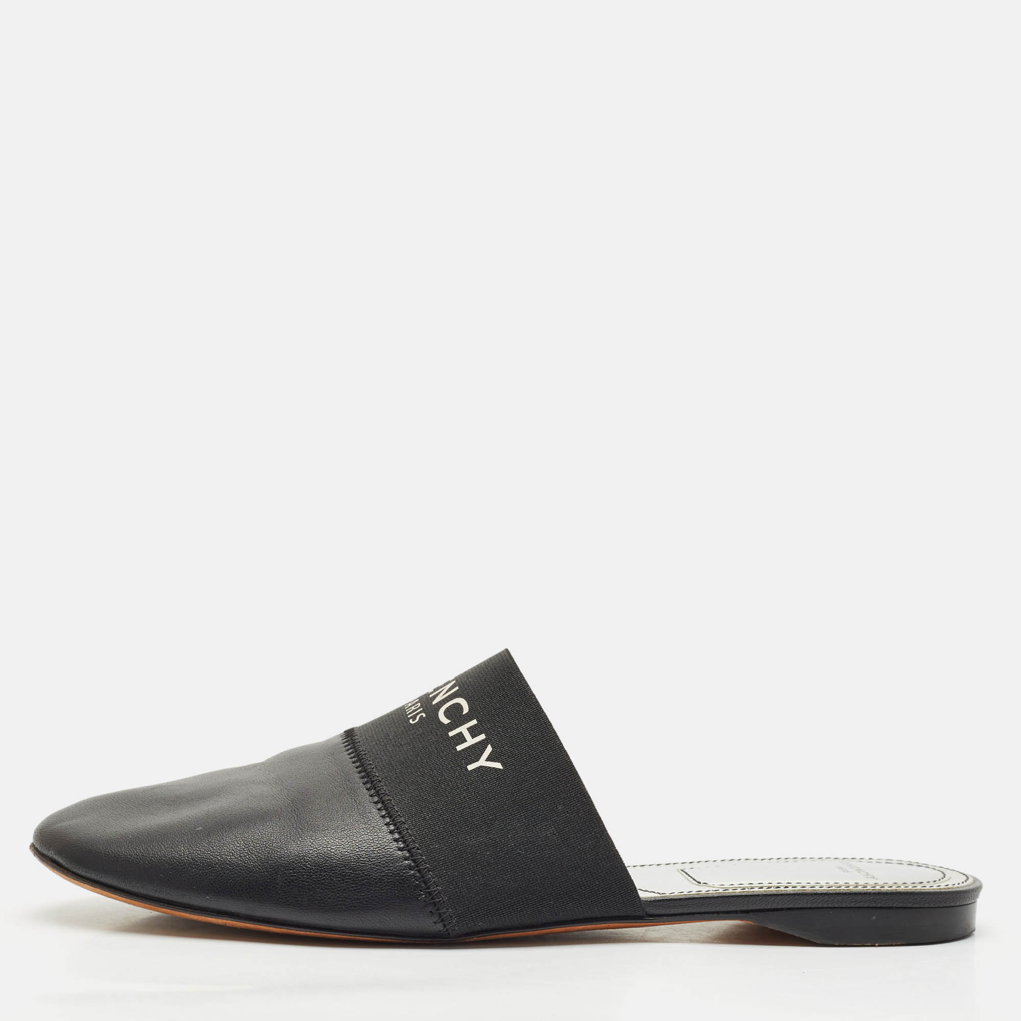 

Givenchy Black/Silver Leather Bedford Flat Mules Size