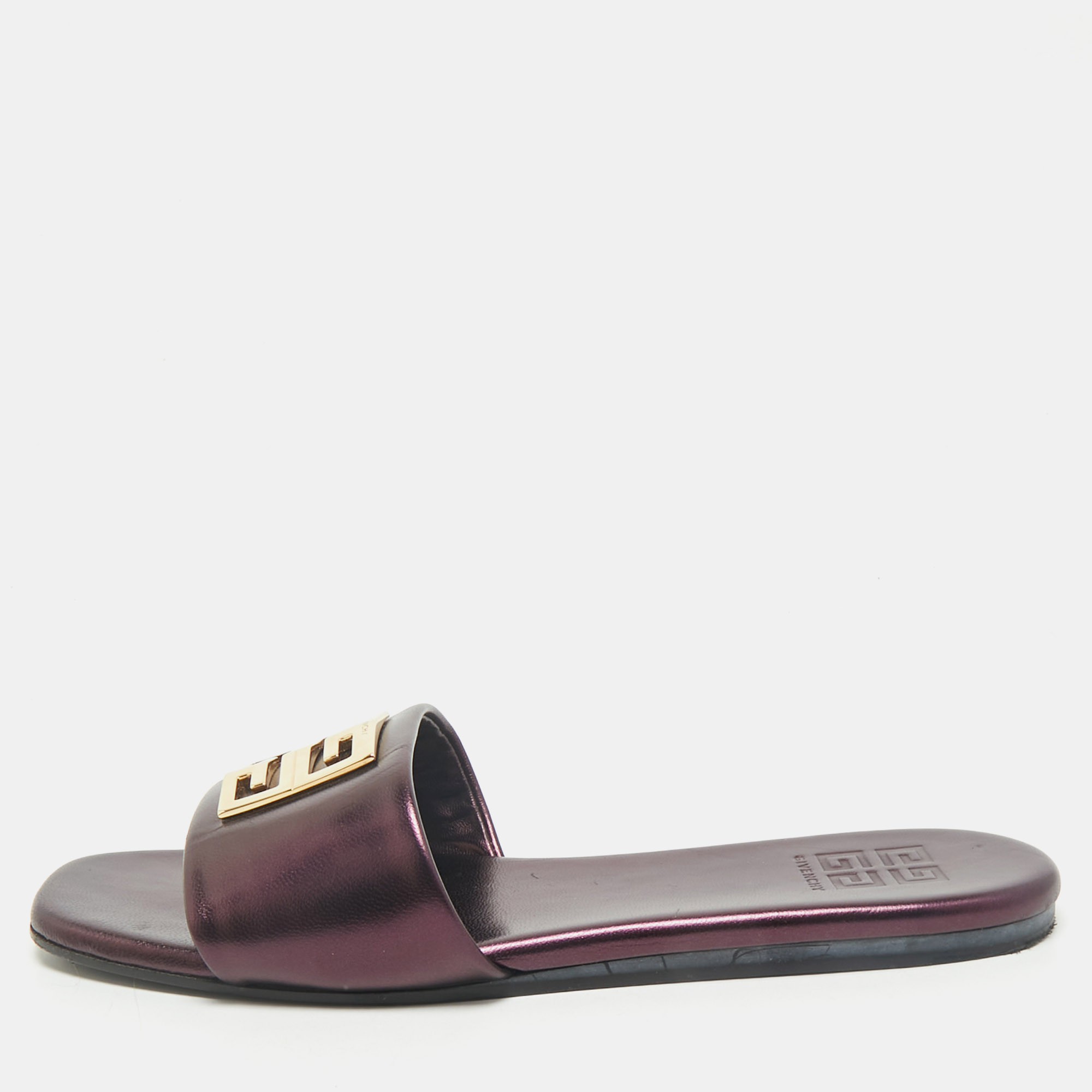 

Givenchy Metallic Leather 4G Flat Sandals Size
