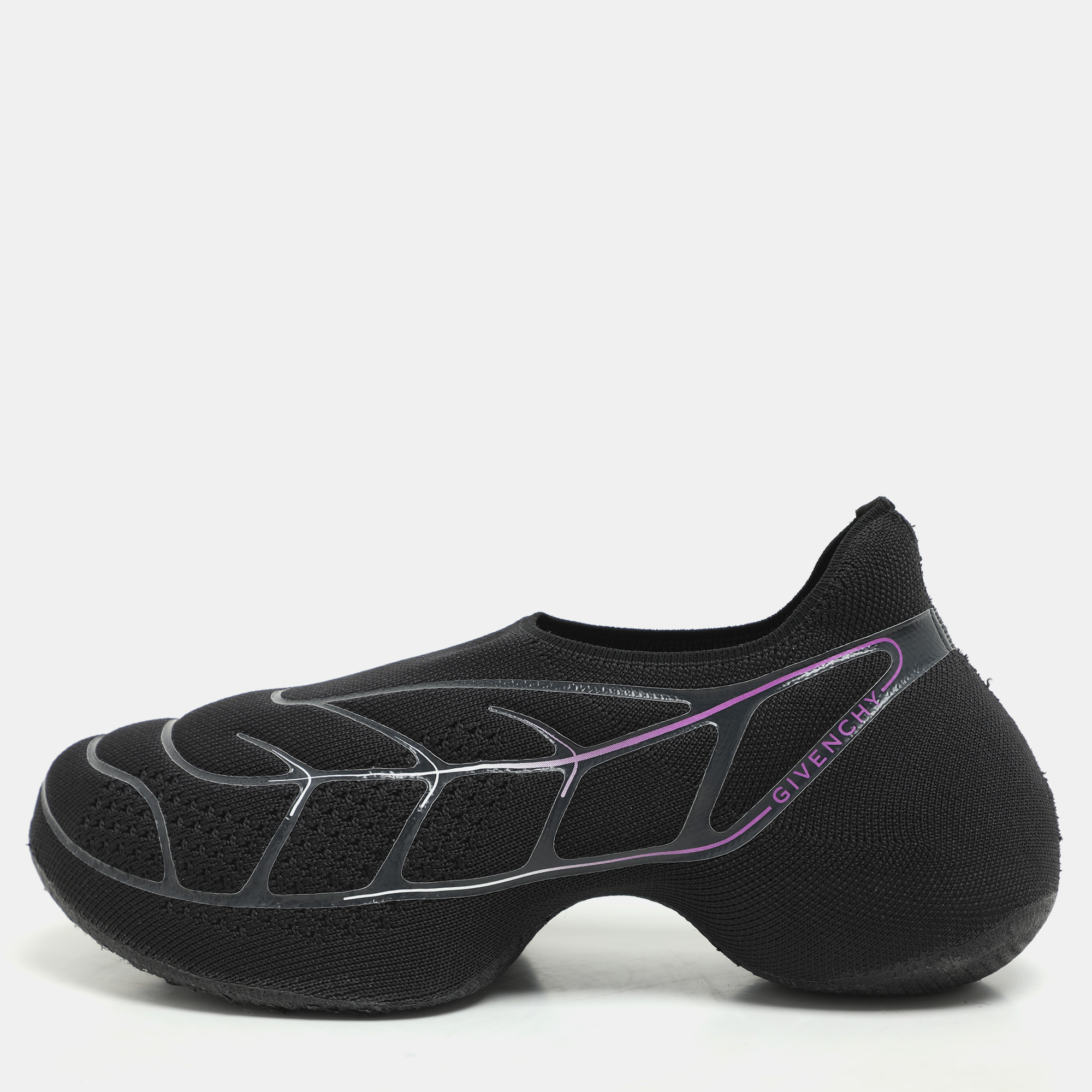 Pre-owned Givenchy Black Knit Fabric Tk-360 Sneakers Size 37