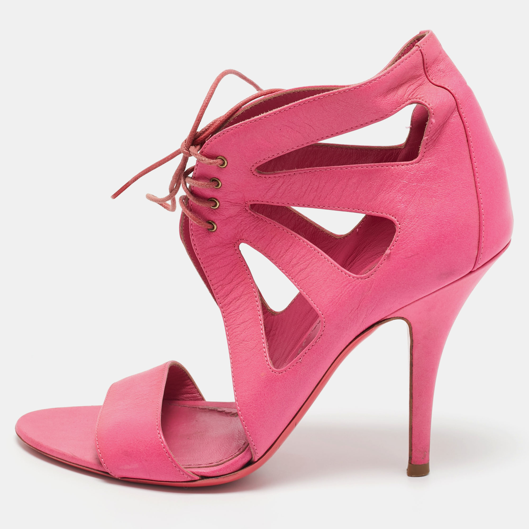 

Givenchy Pink Leather Lace Up Strappy Sandals Size