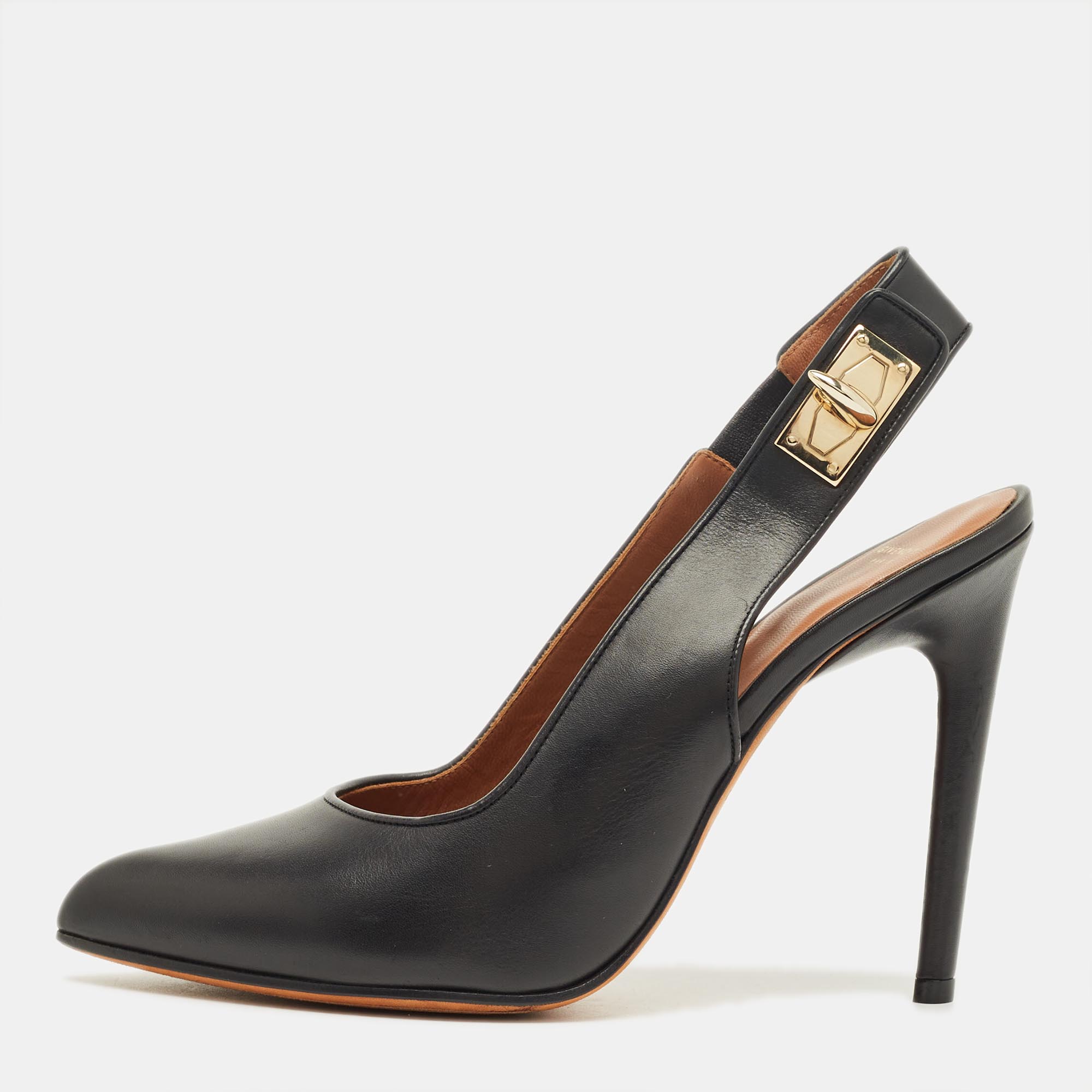 

Givenchy Black Leather Pointed Toe Slingback Pumps Size