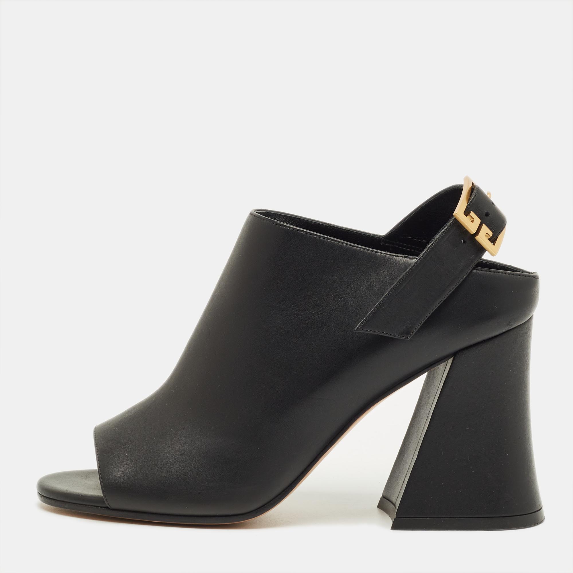 Pre-owned Givenchy Black Leather Slingback Sandals Size 38