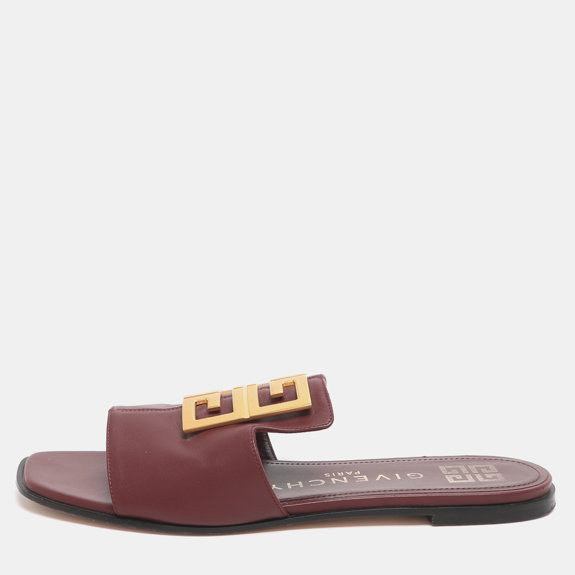 

Givenchy 4G Size 39 Burgundy Leather Slide Sandals
