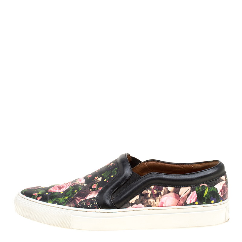 

Givenchy Black Floral Print Leather Skate Slip On Sneakers Size