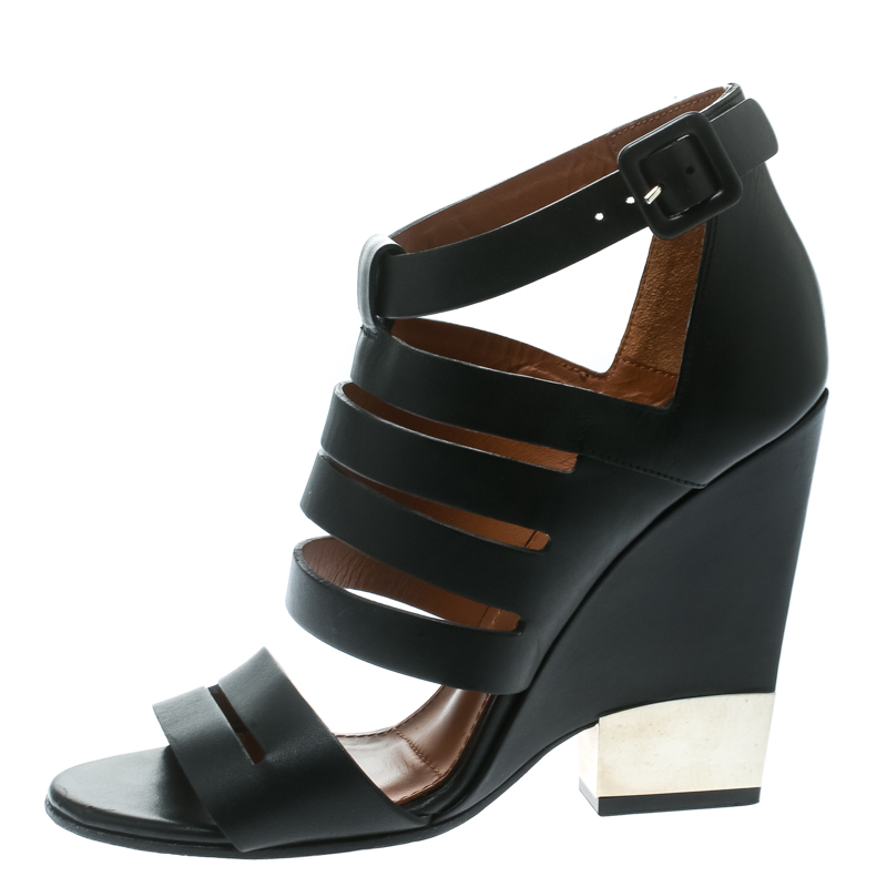 

Givenchy Black Leather Wedge Sandals Size 35