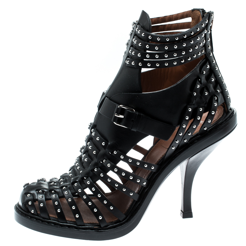 

Givenchy Black Leather Studded Gladiator Sandals Size