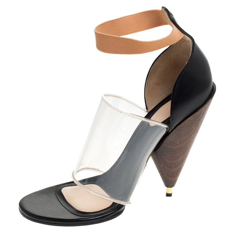 مملوكة مسبقًا Givenchy Black Leather and PVC Albertina Sandals Size 40