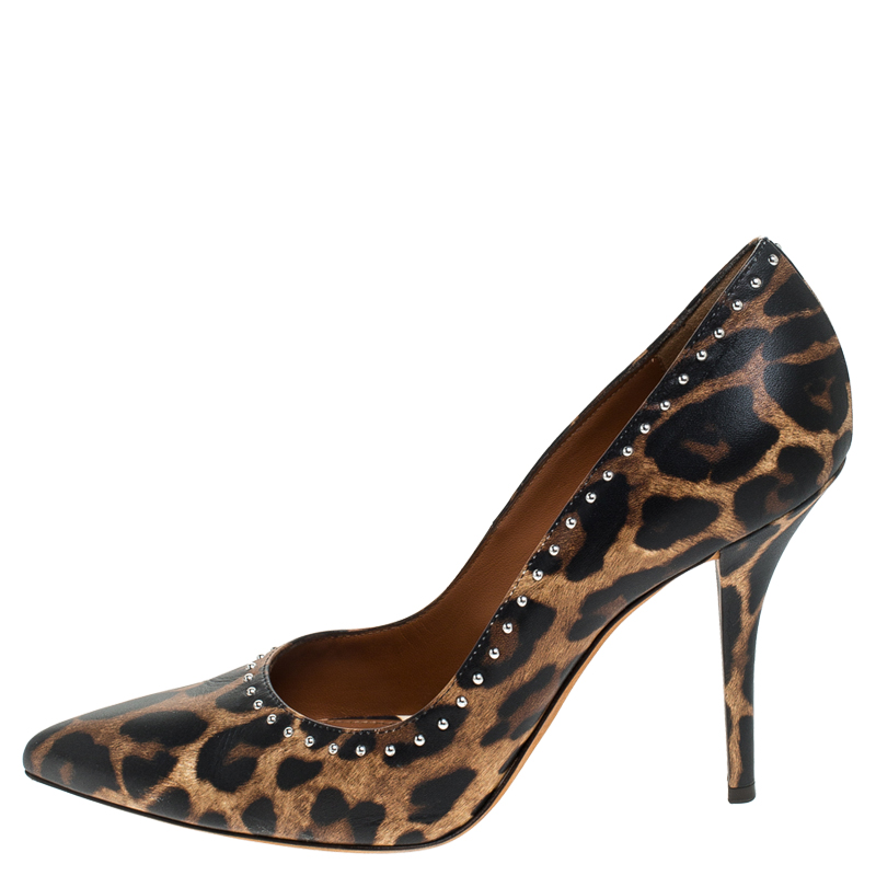 

Givenchy Multicolor Leopard Print Leather Metal Stud Embellished Pointed Toe Pumps Size